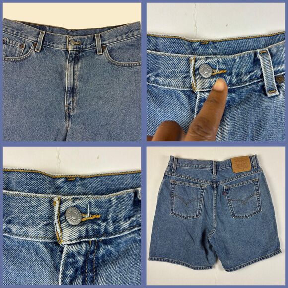 2000s Levis size 12 denim shorts, vintage high rise Y2K womens jean shorts - Picture 3 of 6
